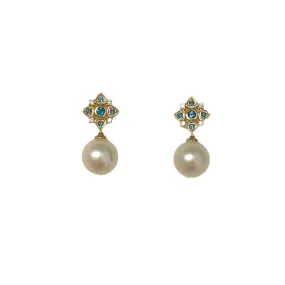 Topaz and Pearl Dangle Earrings