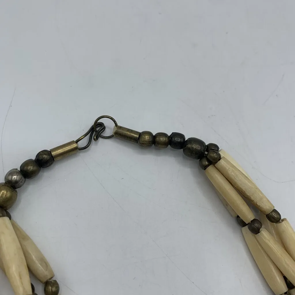 Tribal Multi-strand Bone & Brass Necklace /hge