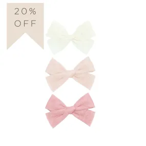 Tulle Bow 3 Pack: Blush Clips