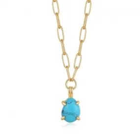 Turquoise Chunky Chain Drop Pendant Necklace N044-04G