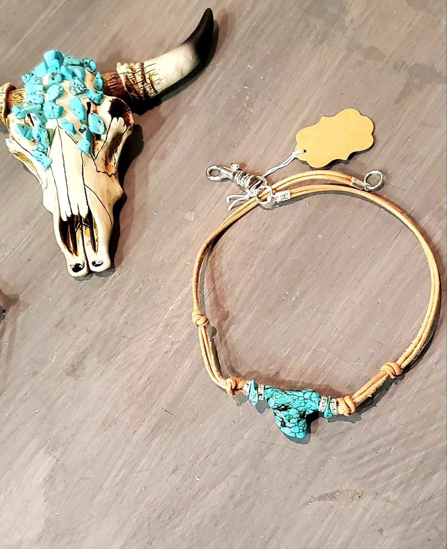 Turquoise Leather Choker