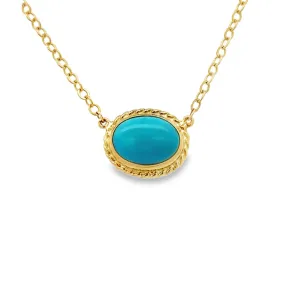 Turquoise Pendant Necklace, 14Kt