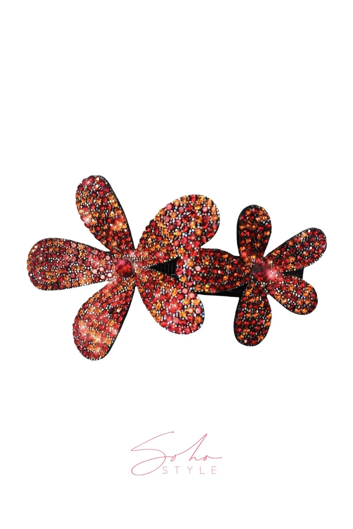 Two Flower crystal barrette