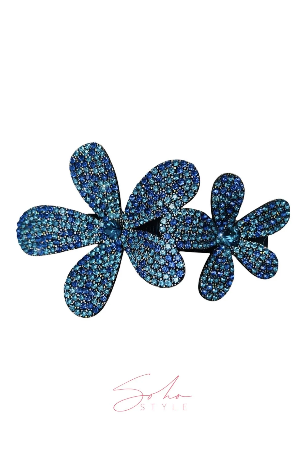 Two Flower crystal barrette