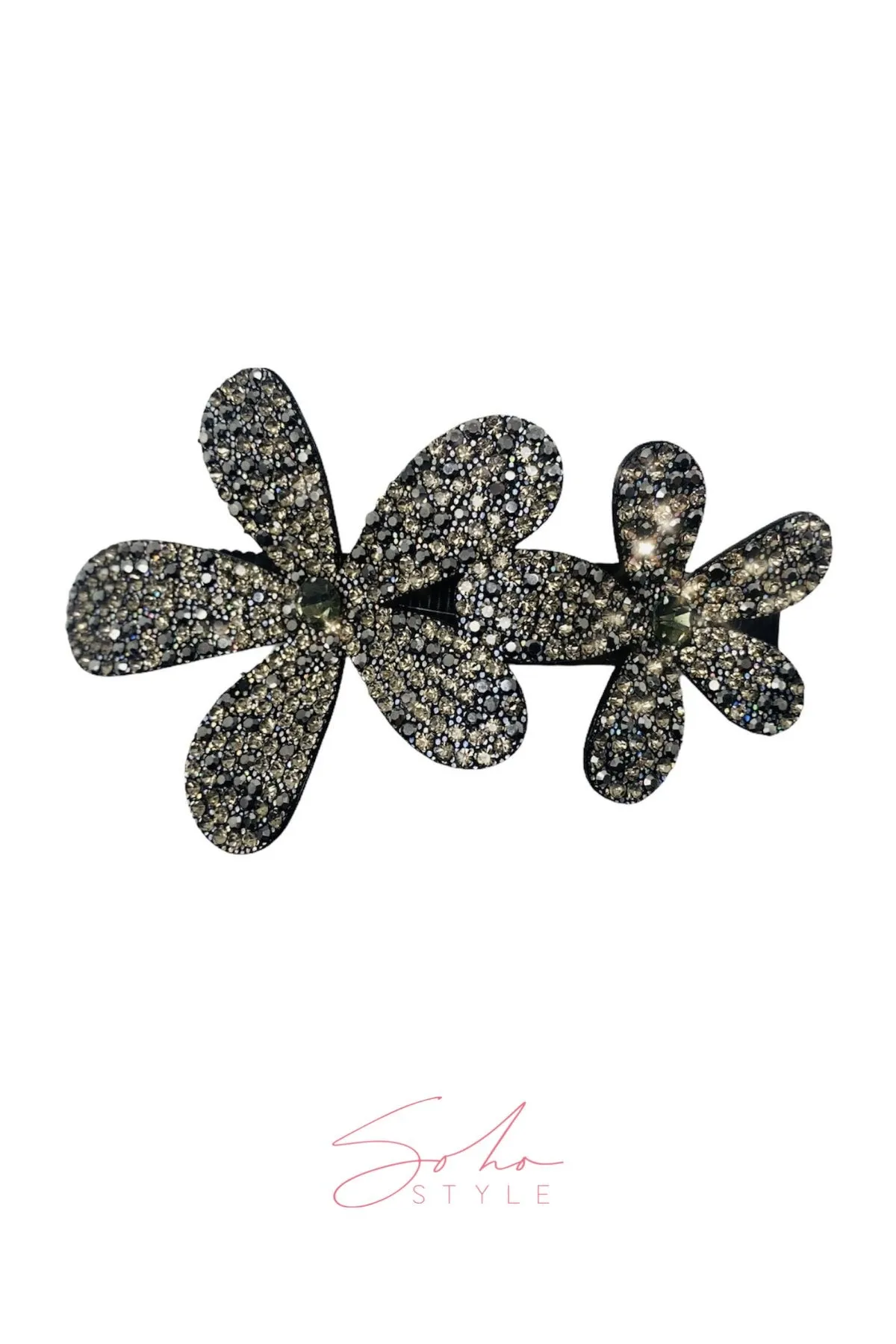 Two Flower crystal barrette