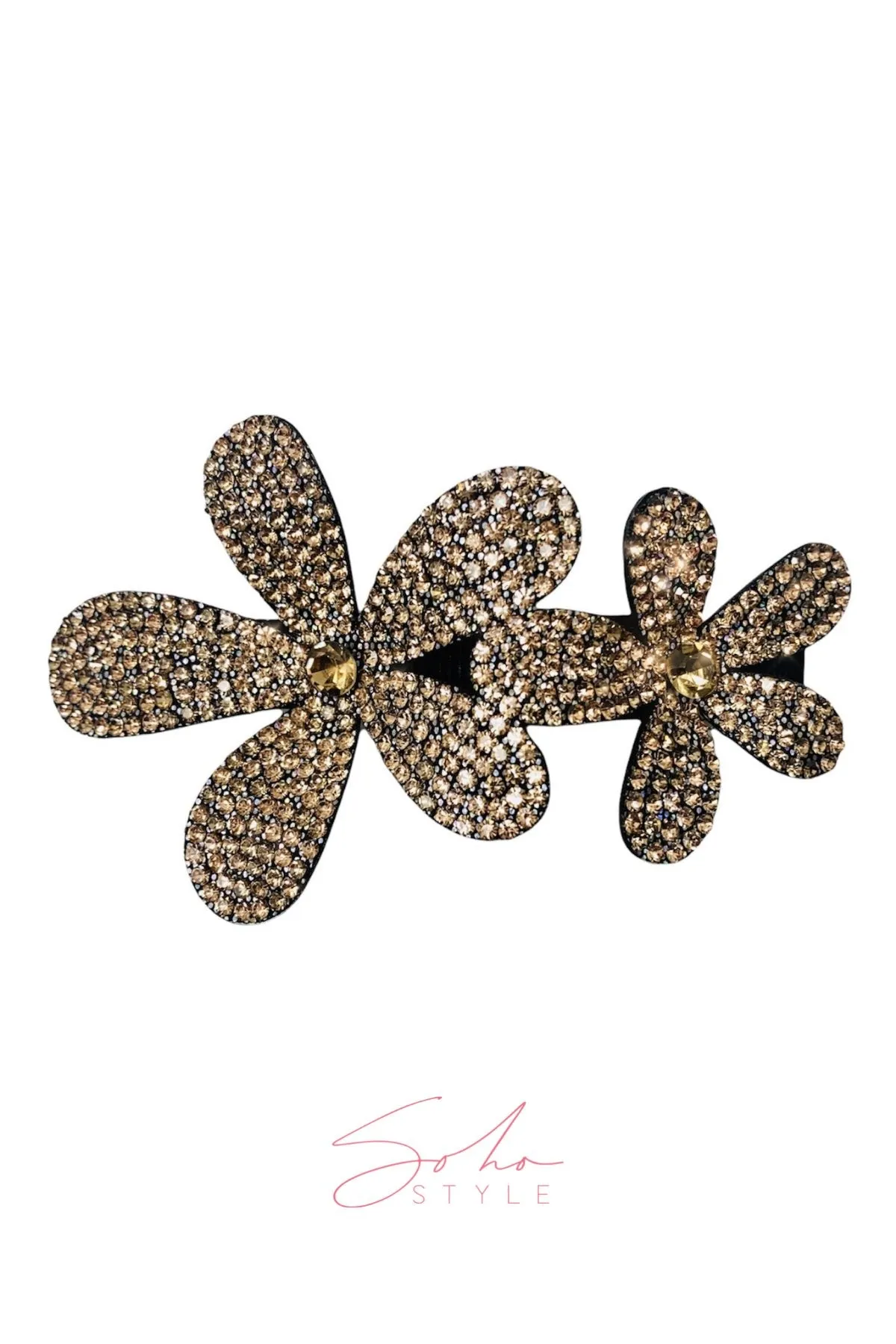 Two Flower crystal barrette