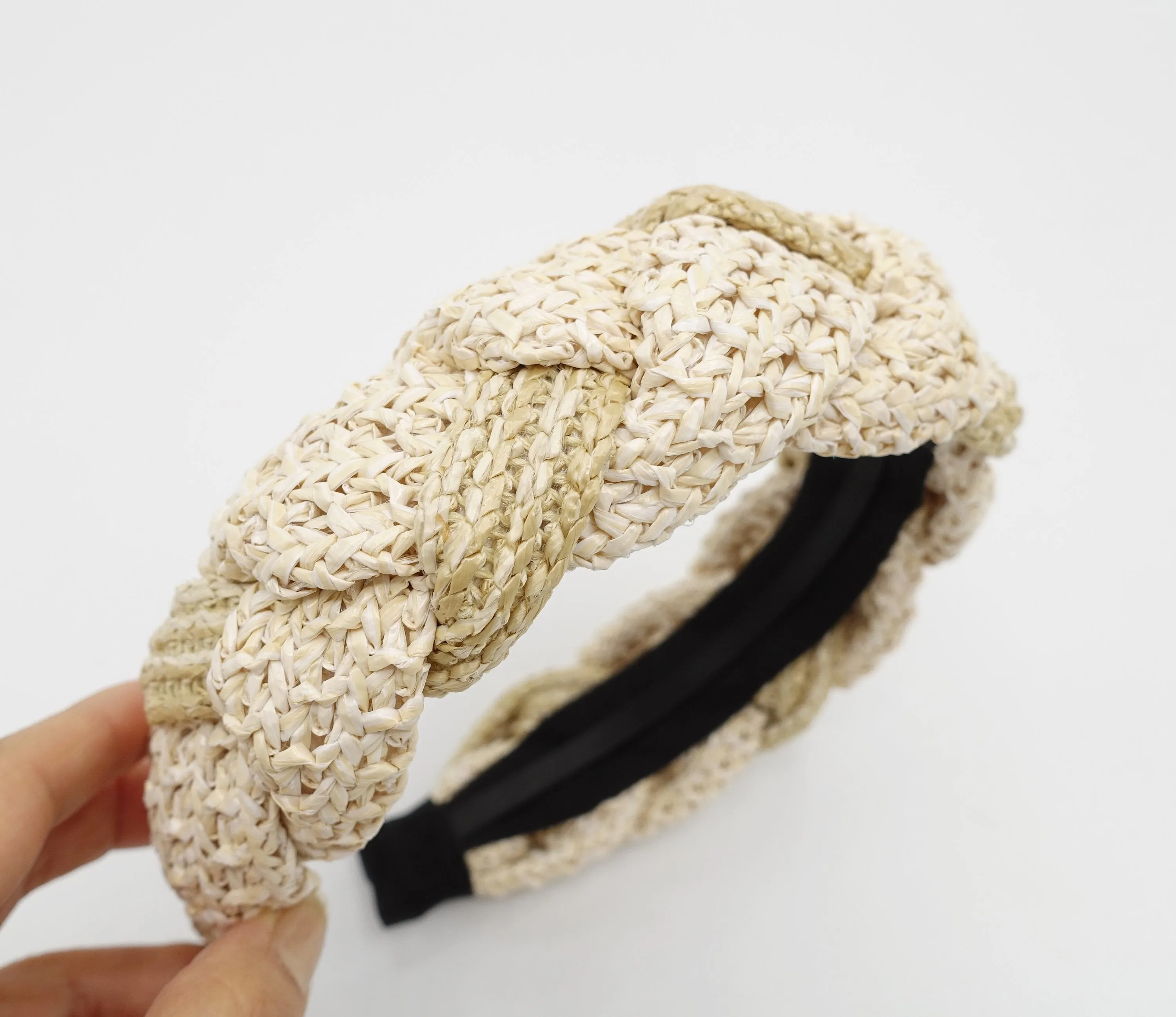 two tone straw braided headband