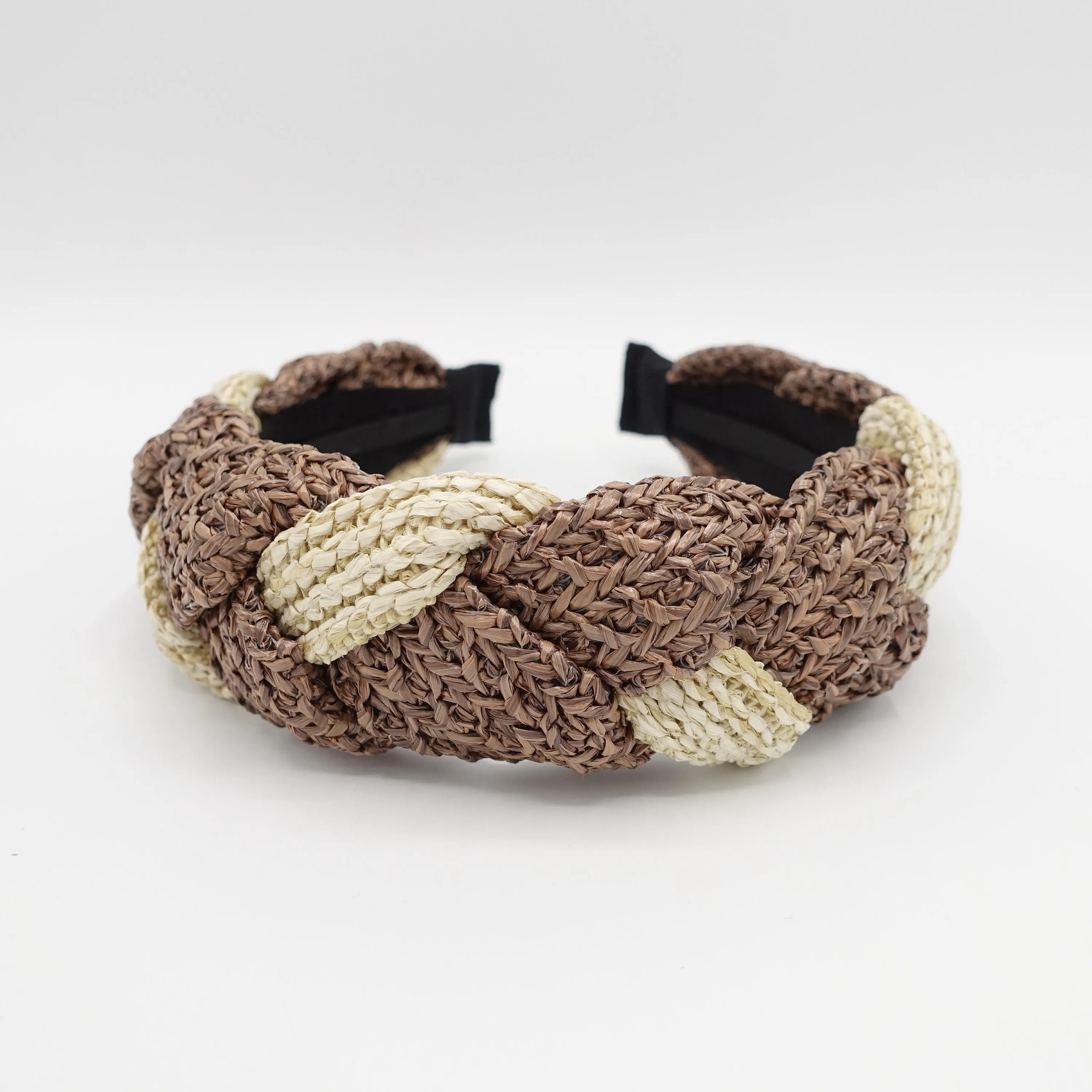 two tone straw braided headband