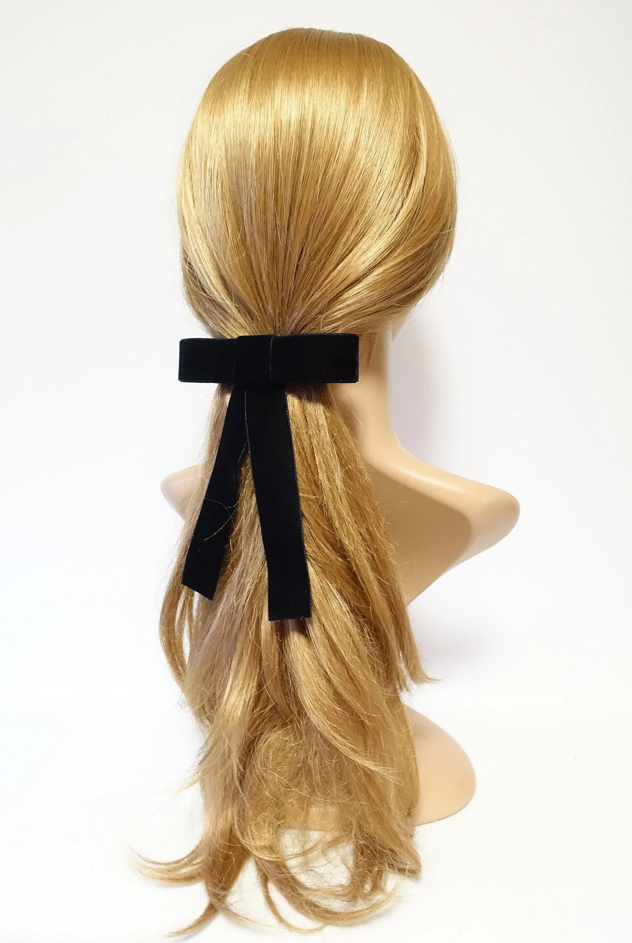 Velvet bow simple stylish black velvet hair accessory 0.98 inch width