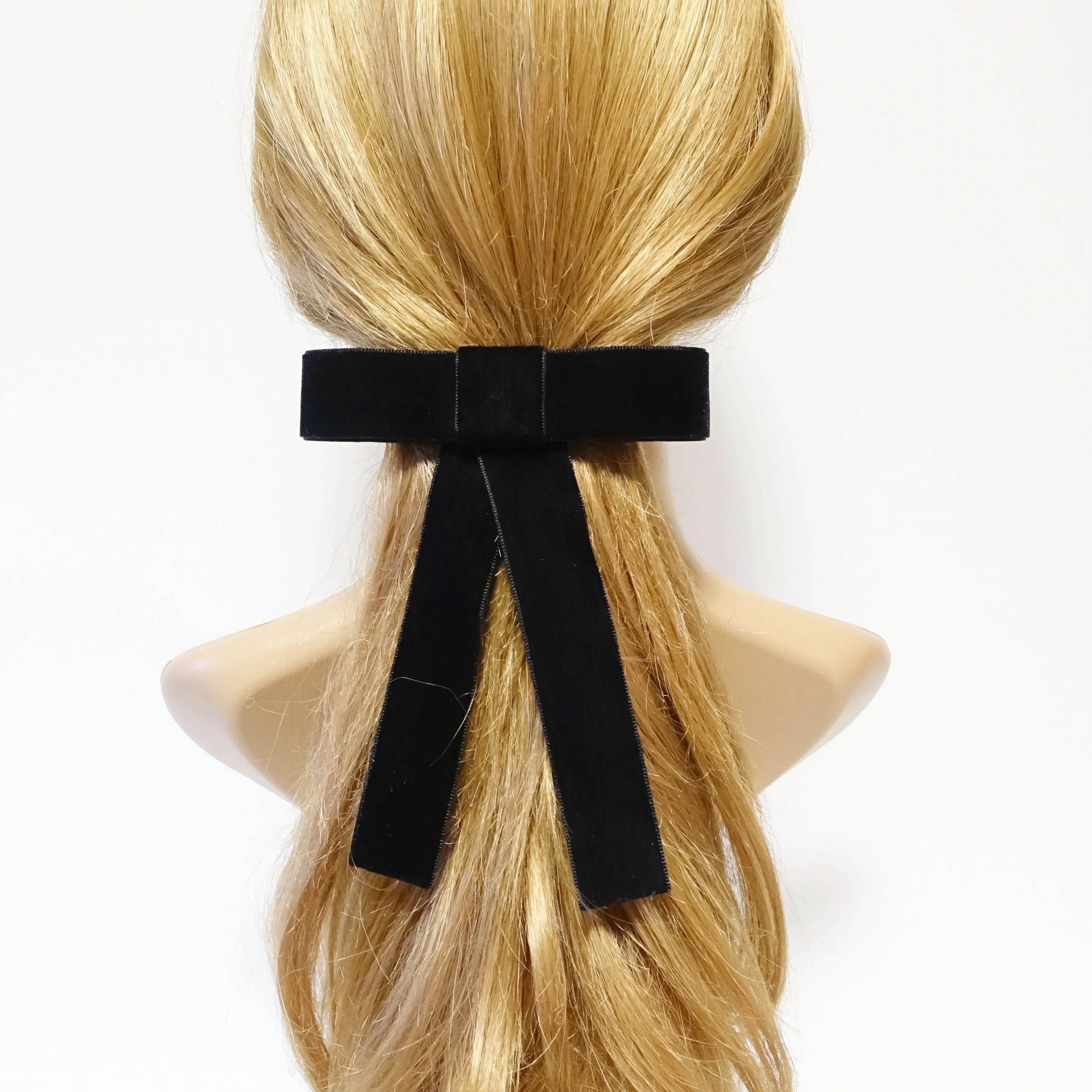 Velvet bow simple stylish black velvet hair accessory 0.98 inch width