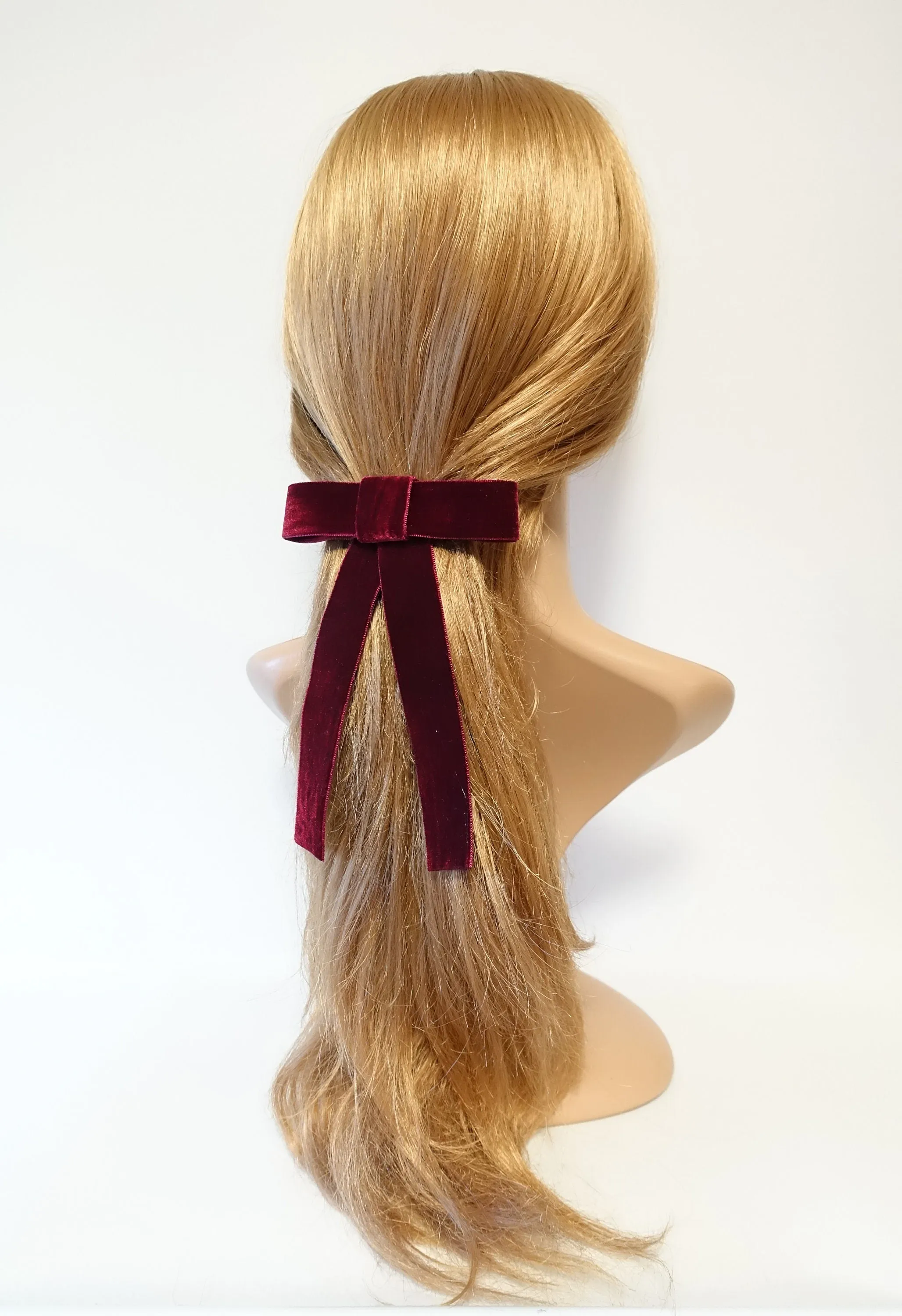 Velvet bow simple stylish black velvet hair accessory 0.98 inch width