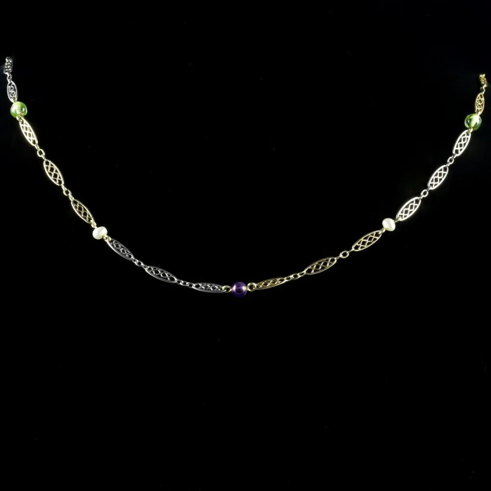 Victorian Suffragette 18Ct And Platinum Necklace Circa 1900