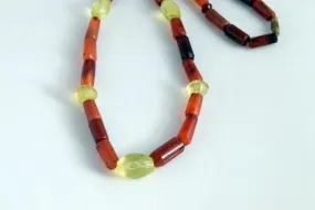 Vintage Beaded Carnelian and Green Glass Turkish Necklace