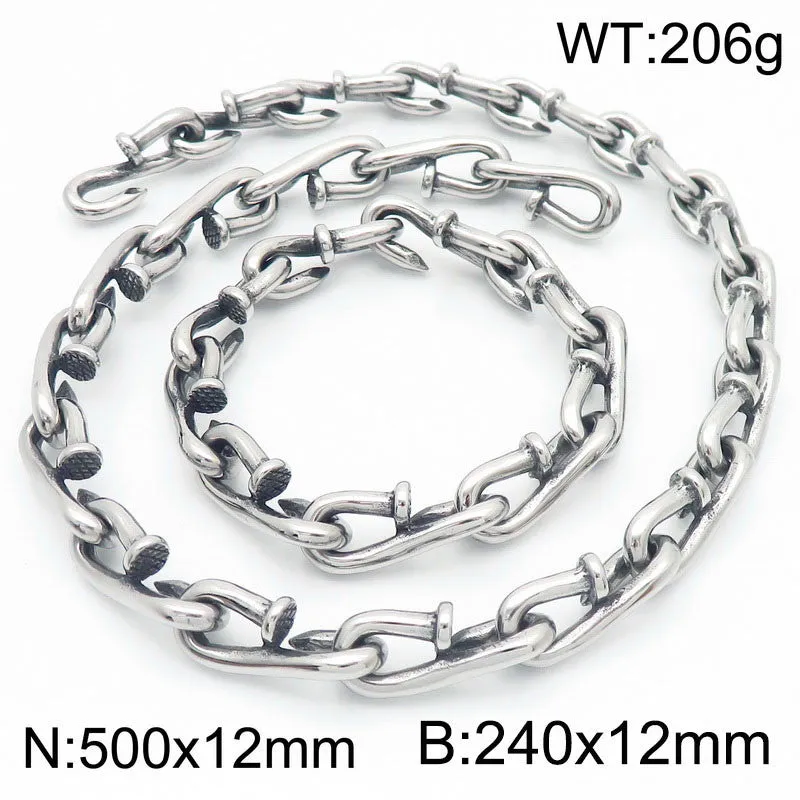 Vintage-Inspired Interlocking Titanium Steel Bracelet for Men - Trendy Jewelry with Unique Hook Design