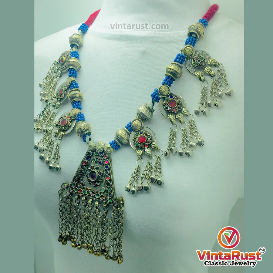 Vintage Pendant Necklace with Dangling Bells