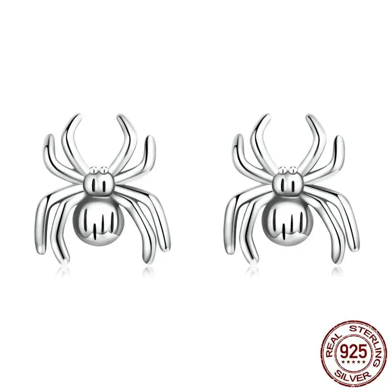 Vintage Silver Eight-Legged Spider Stud Earrings