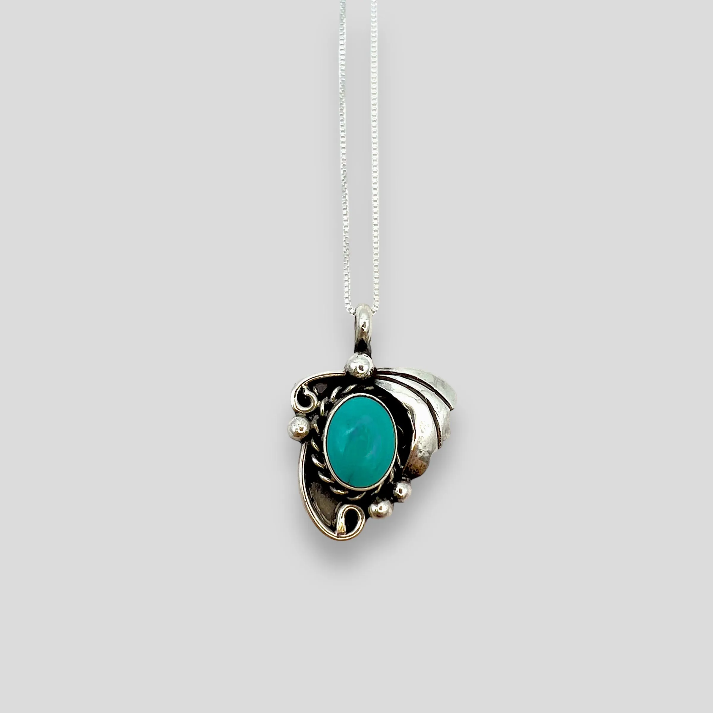 Vintage Turquoise and Sterling Silver Pendant Necklace