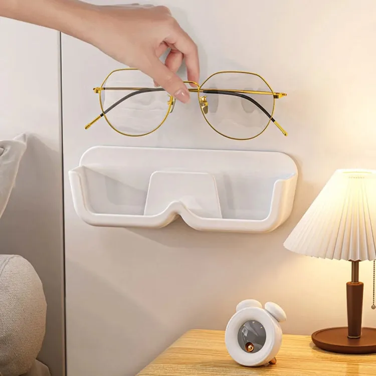 Wall-Mounted Adhesive Sunglasses Storage Shelf Eyeglasses Display Stand(Transparent)