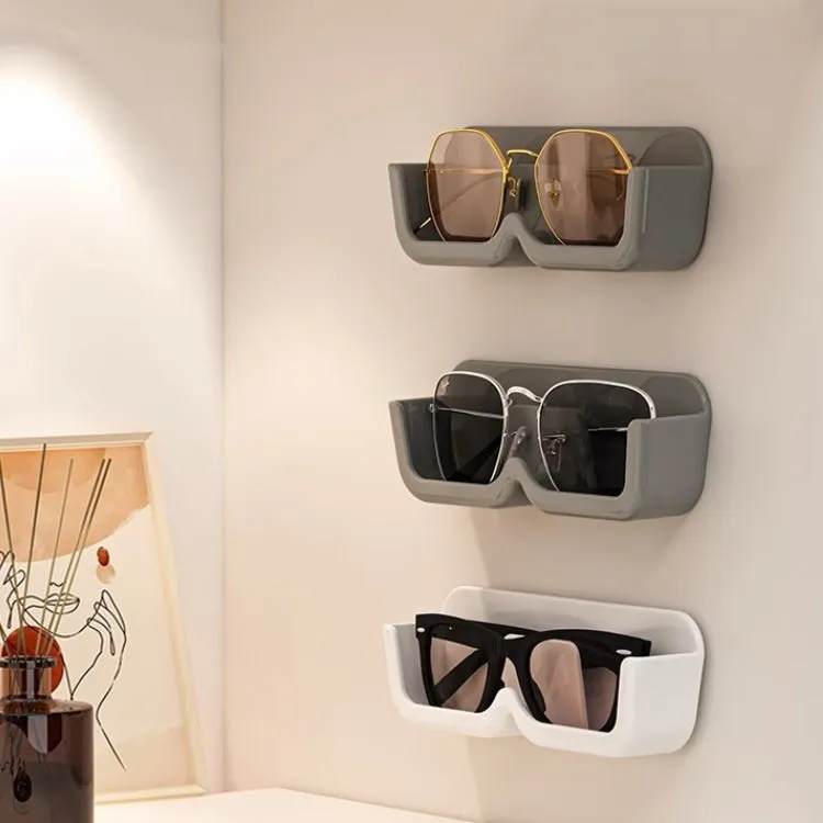 Wall-Mounted Adhesive Sunglasses Storage Shelf Eyeglasses Display Stand(Transparent)