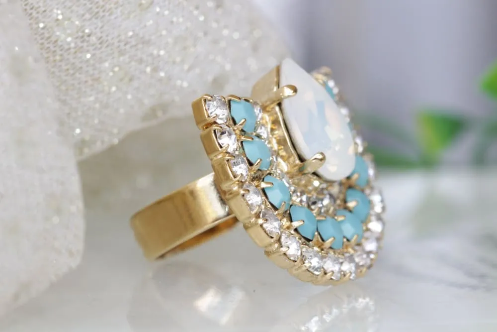 WHITE BOHO RING