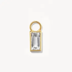 White Topaz Rectangle Charm in 10k Gold