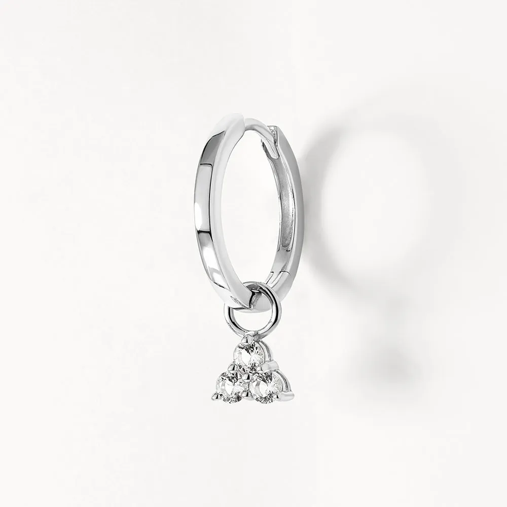 White Topaz Trio Charm in Silver