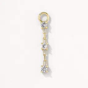 White Topaz Trio Drop Charm in 10k Gold