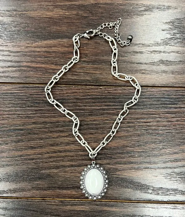 White Turquoise Pendant Necklace