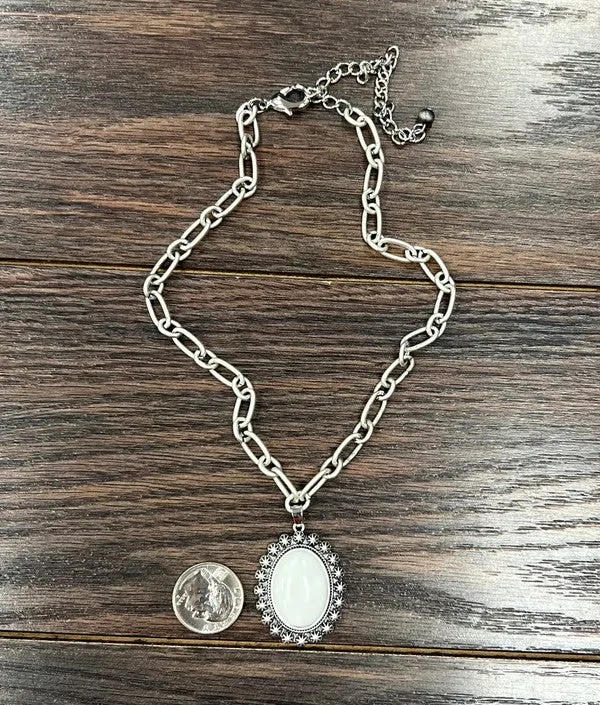 White Turquoise Pendant Necklace