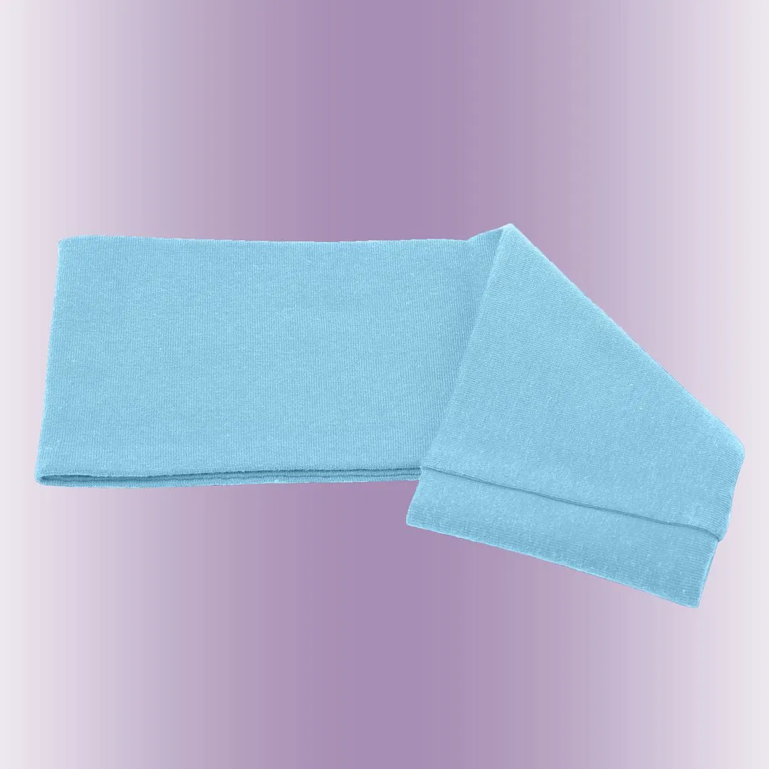 Women's Headbands Cotton Jersey 3" Wide Yoga Fitness Fashion Made in the USA Blue Light