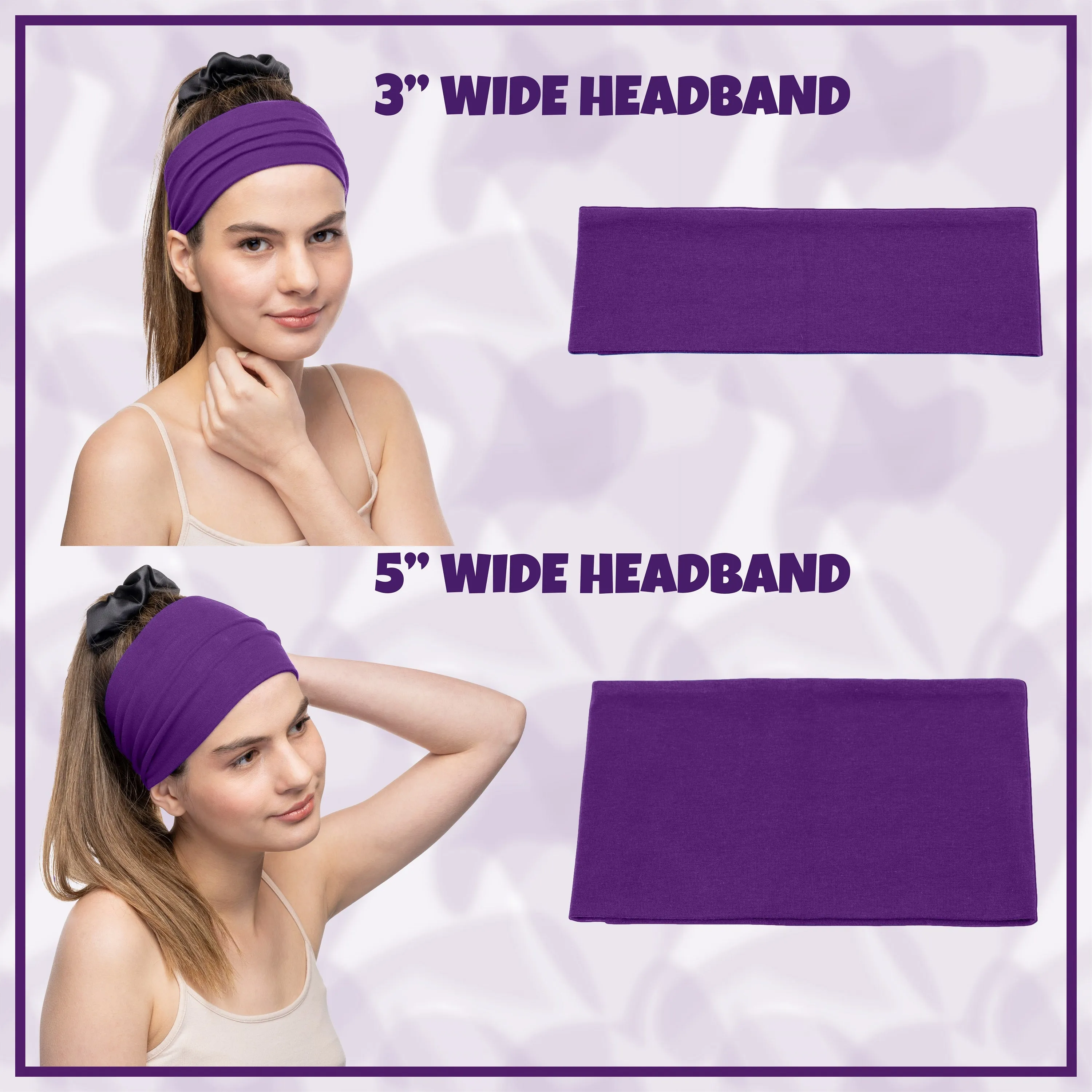 Women's Headbands Cotton Jersey 5" Wide Yoga Fitness Fashion Made in the USA Plum