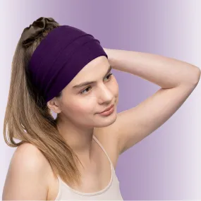 Women's Headbands Cotton Jersey 5" Wide Yoga Fitness Fashion Made in the USA Plum