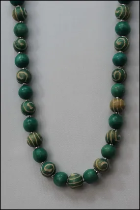 Wood Swirled Bead Necklace