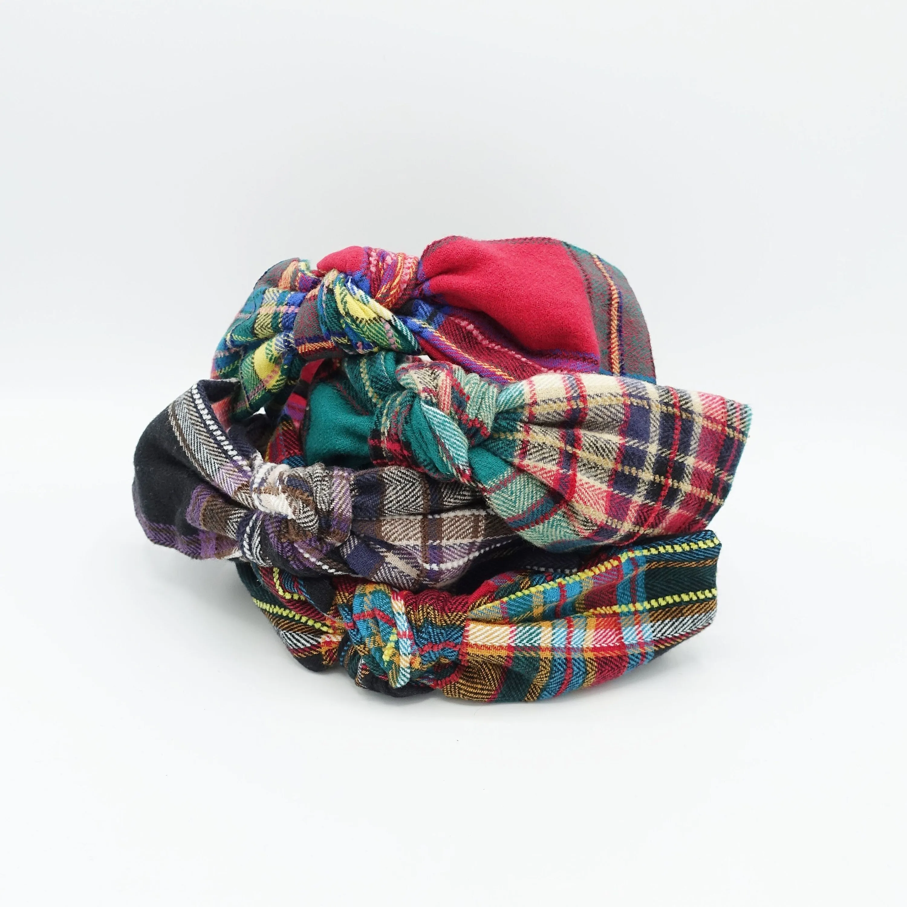 woolen plaid check bow tie headband high quality hairband for women