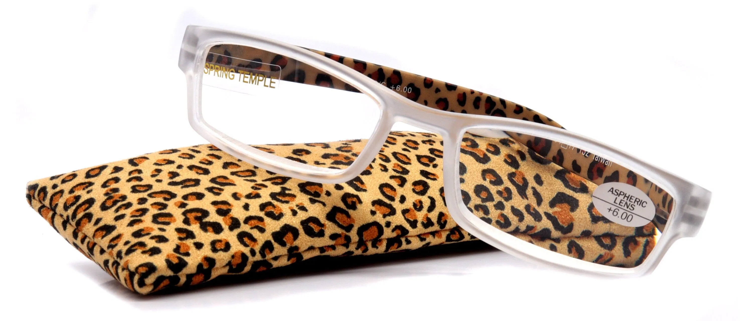 Xena, (Premium) Reading Glasses, Square Readers Clear Frosted  1.25..  6 High / Strong Magnifying Eyeglasses (Brown Leopard) NY Fifth Avenue