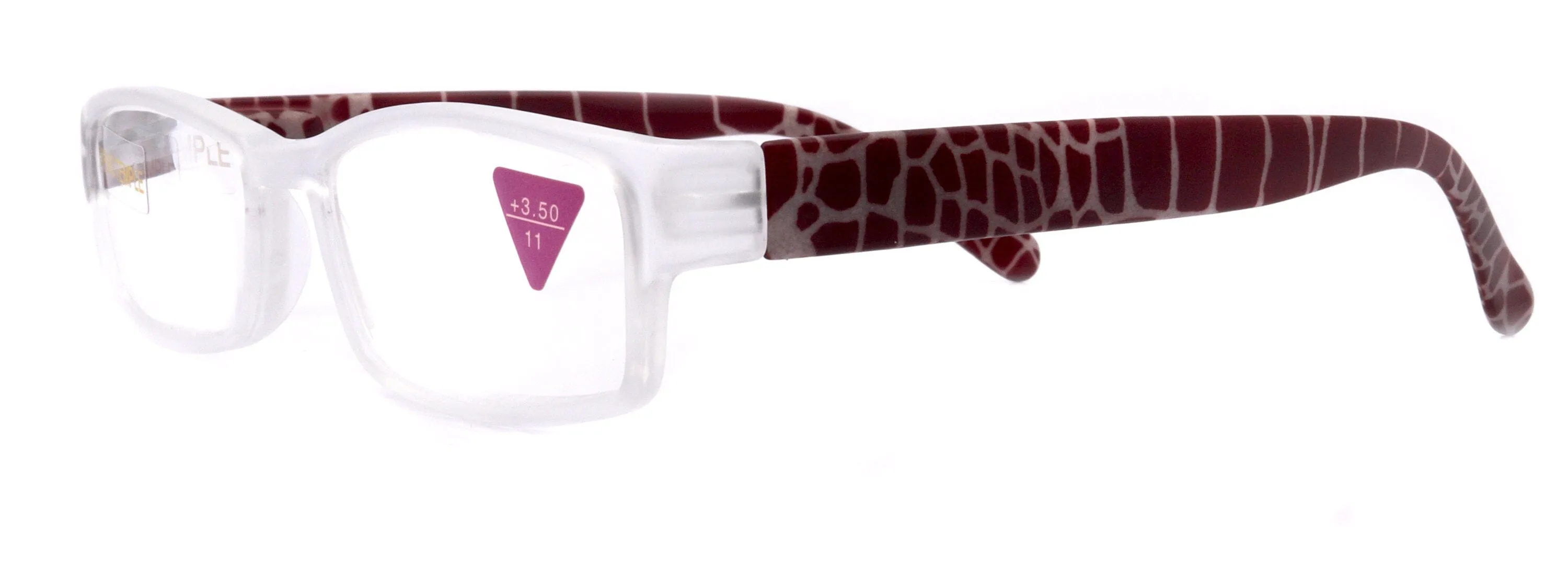 Xena, (Premium) Reading Glasses, Square Readers Clear Frosted  1.25..  6 High / Strong Magnifying Eyeglasses (Red Giraffe) NY Fifth Avenue