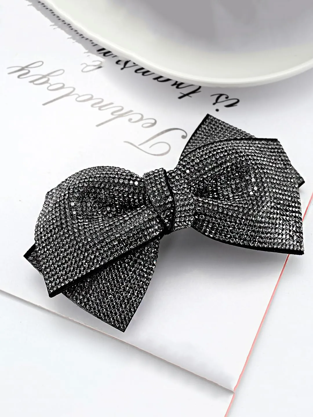 Yellow Chimes Hair Clips for Women Girls Barrette Hair Clips for Women Hair Accessories for Women Bow Clips for Women Black Crystal French Barrette Hair Clips for Women and Girls Gifts For Women