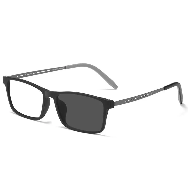 Yimaruili Men's Full Rim Square Tr 90 Titanium Photochromic Reading Glasses Y8822