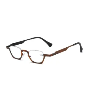 Yujo Unisex Semi Rim Bottom Square Alloy Reading Glasses Y038