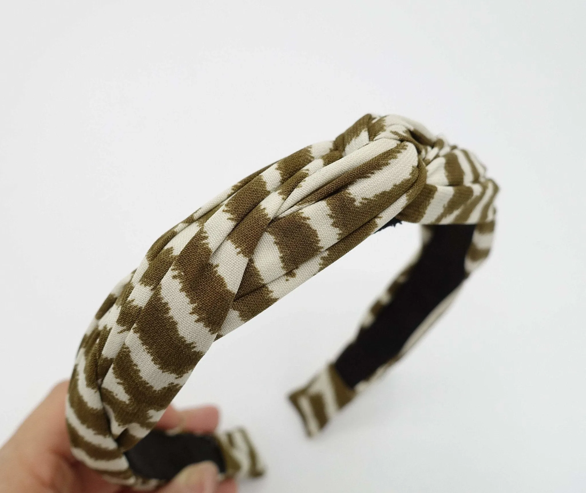 zebra print 2 strand crossed round braided headband for women