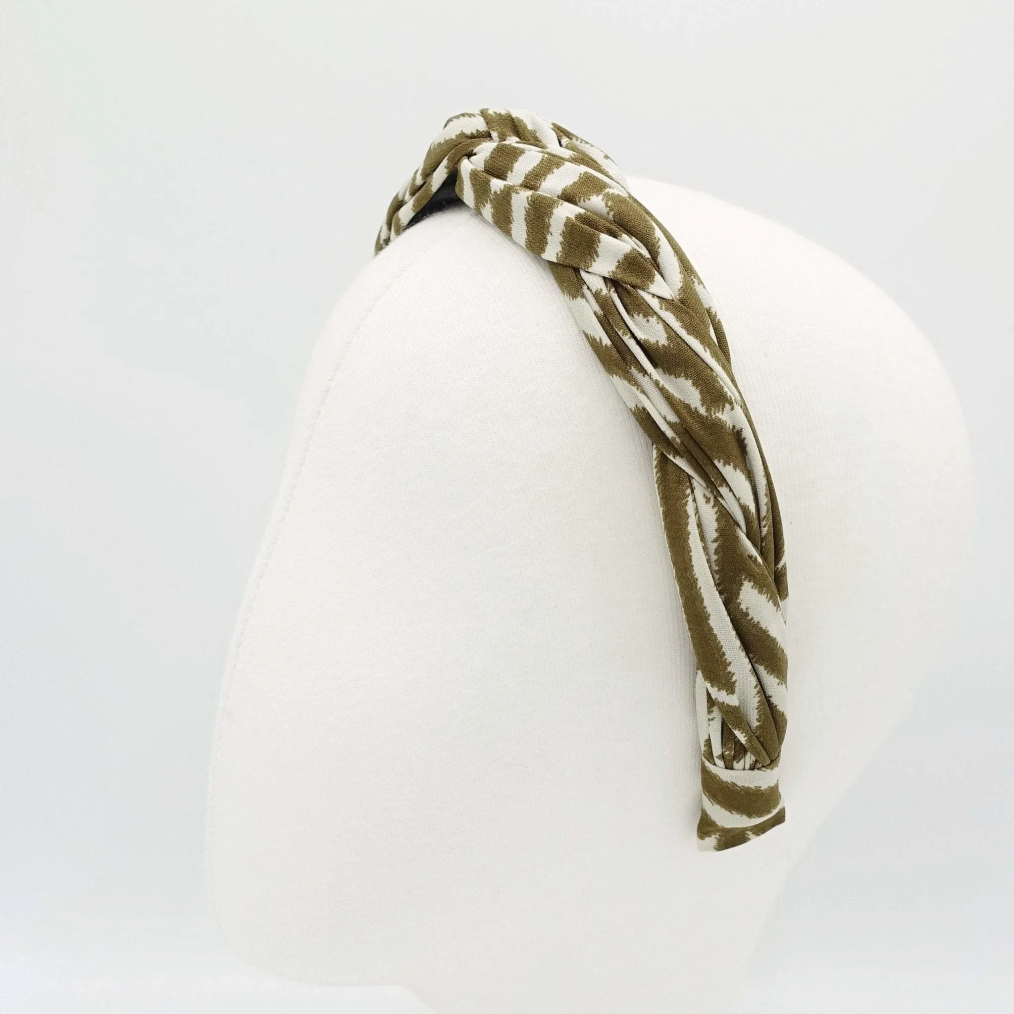 zebra print 2 strand crossed round braided headband for women