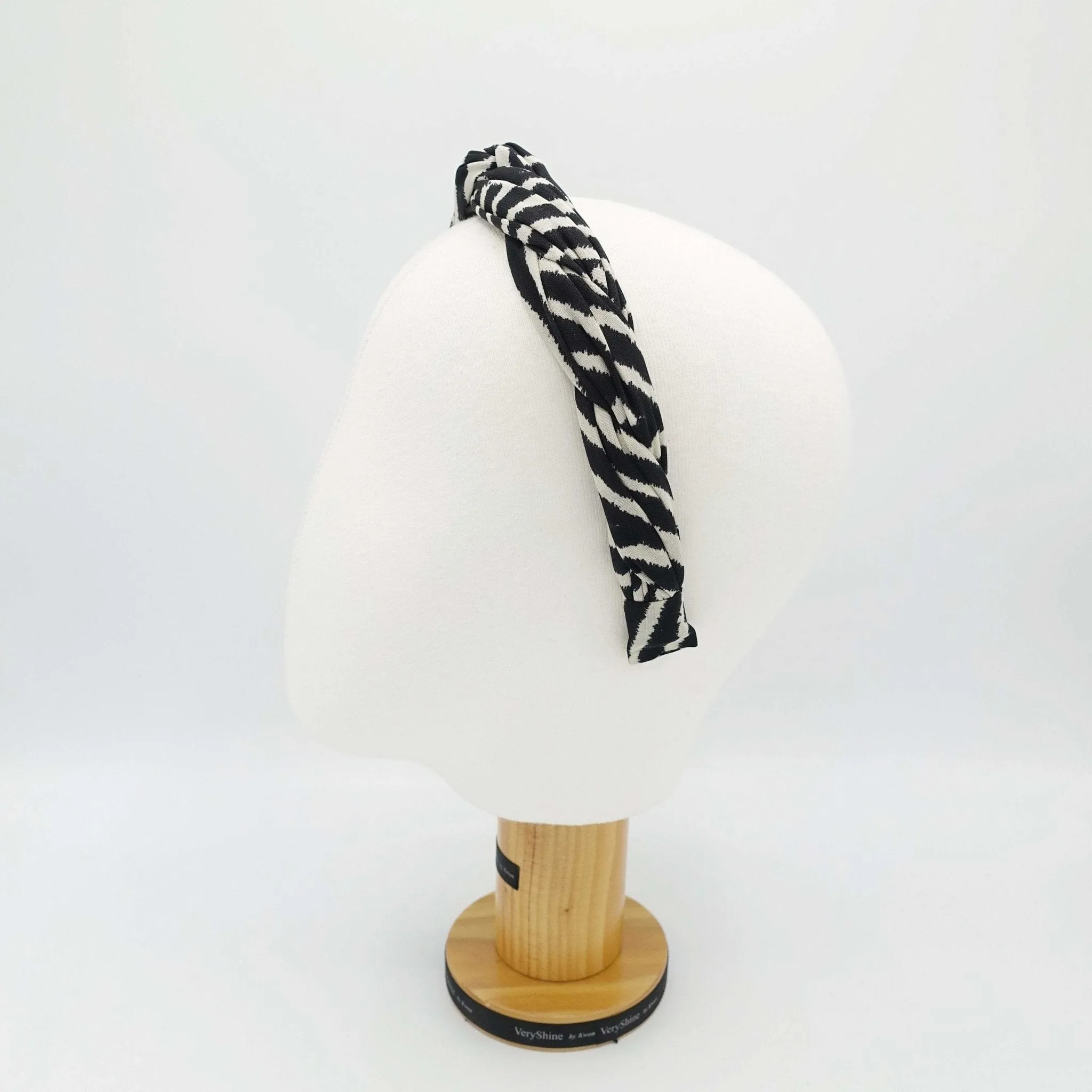 zebra print 2 strand crossed round braided headband for women